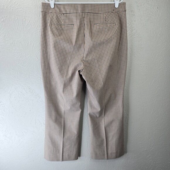 J Cew Crop Flare Pants 14 Tan Gingham Plaid Heritage Career Dress Preppy Trouser - Picture 5 of 14